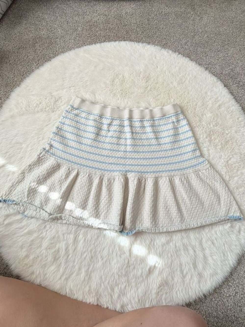 Freshman 1996 Knit Skirt with Blue Stripes and Ruffle Hem
